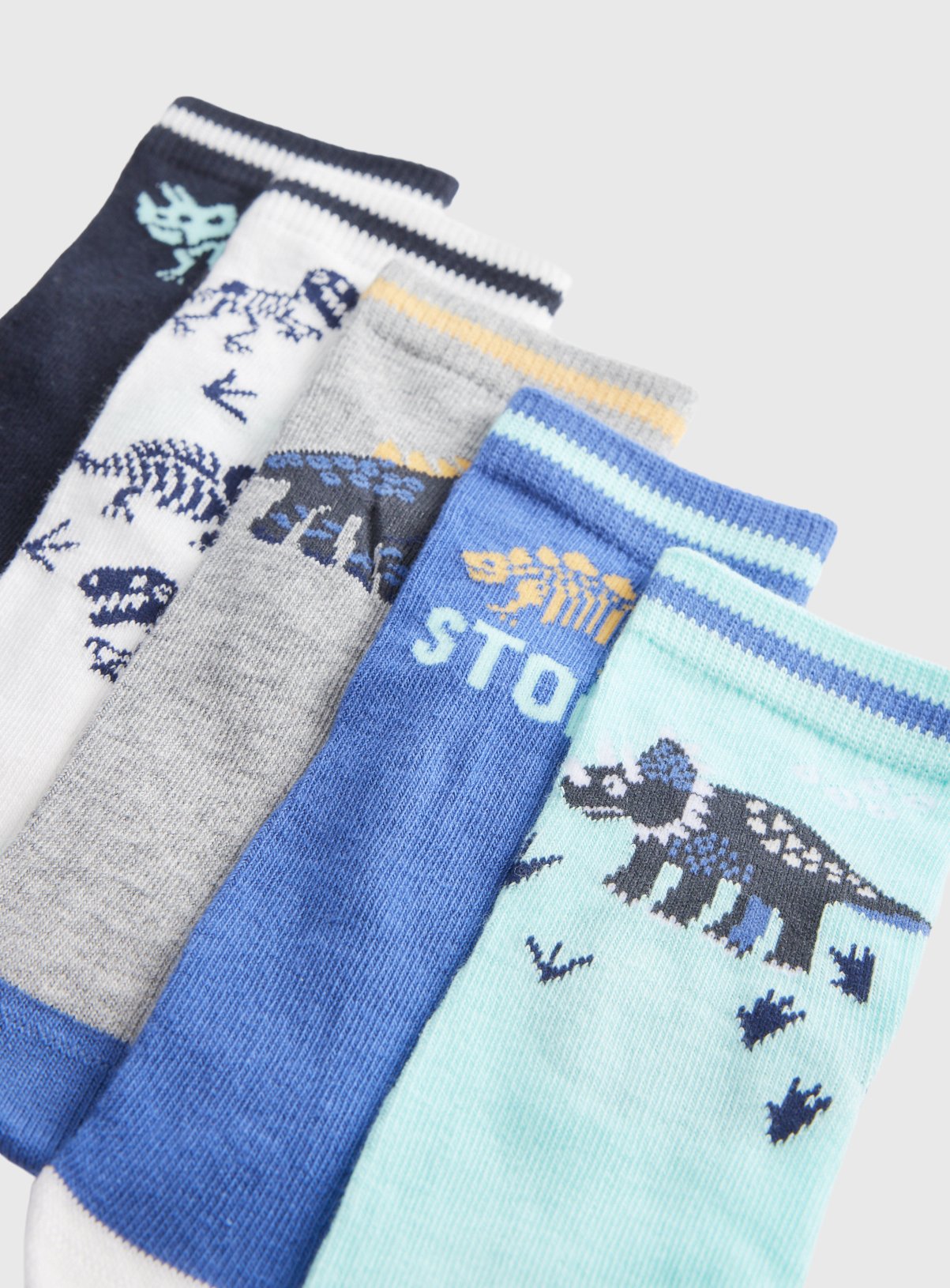 Dinosaur Ankle Socks 5 Pack 3-5.5 Infant - Image 2 thumbnail